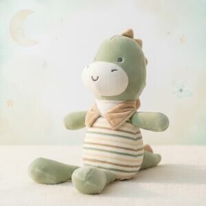 Chickpea Green Dinosaur Plush Striped Stuffed Animal Baby Toy Soft 12" Snuggler